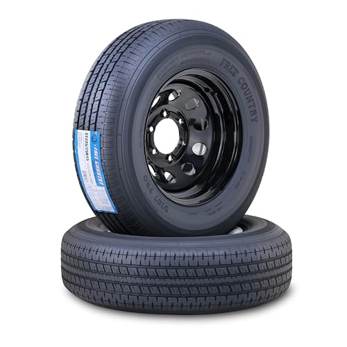 Free Country Trailer Tire Wheel ST225/75R15 10PR E 117N 6X5.5 Black Mod Pk2 - size: ST225/75R15 /6x5.5