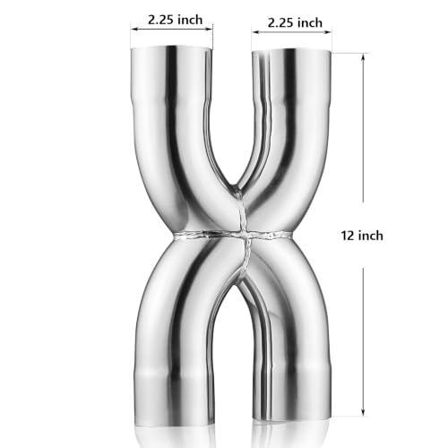 A-KARCK Exhaust Tip X Pipe 2.25” Inlet, Dual 2.25” Inlet Dual 2.25” Outlet Muffler Tip, Crossover X Pipe Stainless Steel Weld On - size: 2.25 Inch, style: X Pipe-A