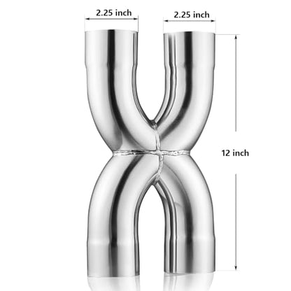 A-KARCK Exhaust Tip X Pipe 2.25” Inlet, Dual 2.25” Inlet Dual 2.25” Outlet Muffler Tip, Crossover X Pipe Stainless Steel Weld On - size: 2.25 Inch, style: X Pipe-A
