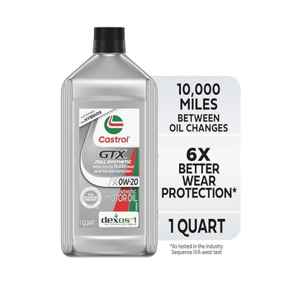 Castrol GTX Full Synthetic 0W-20 Motor Oil, 1 Quart, Pack of 6 - size: 1 Quart, Pack of 6