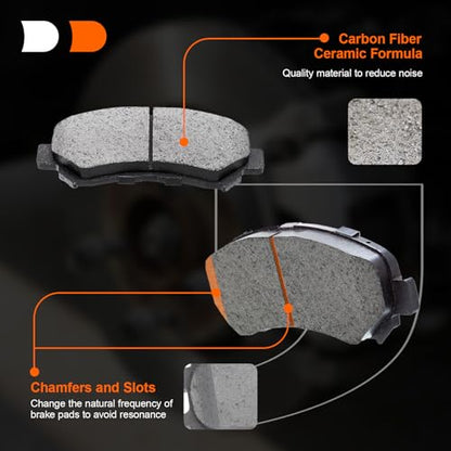 8Pcs Brake Pads Set Front and Rear Fit for 2006-2008 Hyundai Azera/Sonata - style: D1125 & D813