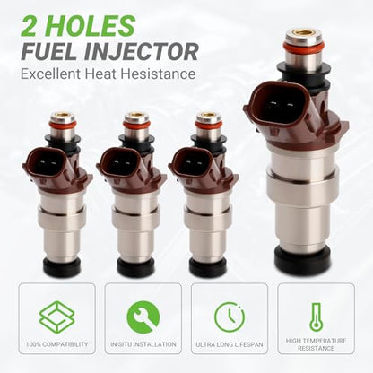 Fuel Injectors FJ377 Set of 6 Compatible with Toyota 4Runner Tacoma T100 2.7L L4 Federal Emissions # Replace 23209-79095 23250-75050 23209-75050 2325075050 2320979095 1995 1996 1997 1998 1999 2000 - size: 377