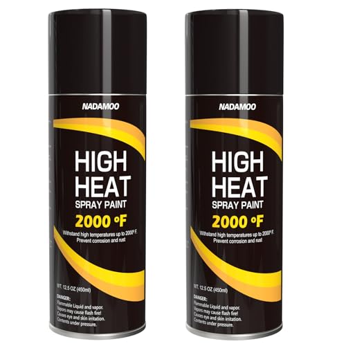 NADAMOO High Heat Spray Paint for Metal, Matte Black High Temp Paint - size: 12.5 Ounce (Pack of 2)