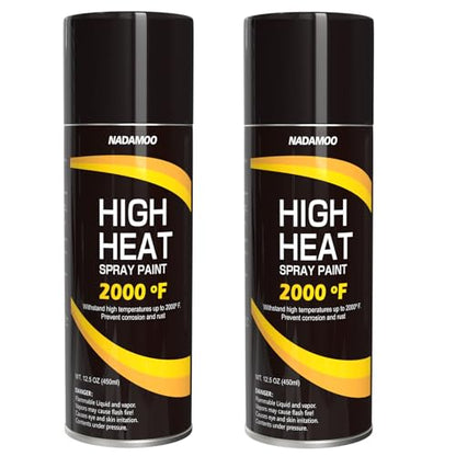 NADAMOO High Heat Spray Paint for Metal, Matte Black High Temp Paint - size: 12.5 Ounce (Pack of 2)