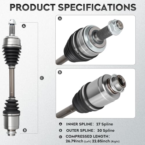 ILONPA NEW Left & Right Front CV Axle Shaft Assembly 2PCs CV Joint