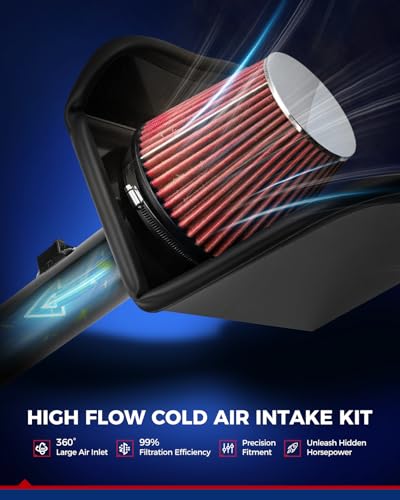 KAX 4" Cold Air Intake Kit Fit for 2000-2006 Chevrolet Tahoe 4.8/5.3L - color: Red, size: 2002-2006 Chevrolet Avalanche 1500