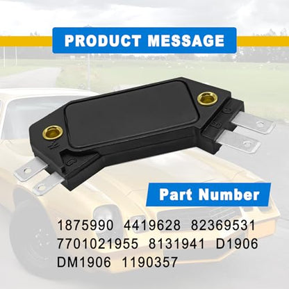 1875990 4 Pin Performance Ignition Module, Compatible with 1974-1988 Chevy Pontiac Olds Bulck, Replace OE #LX301, DM1906, 1190357, 4419628 (Pack of 1pcs Black)