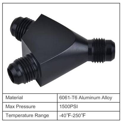 EVIL ENERGY 6AN Y Block Flare Fitting Adapter Union Splitter Black - size: 3 × 6AN