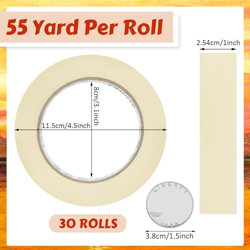 Fainne 30 Rolls Masking Tape Bulk 1 Inch 55 Yards - size: 1 Inch