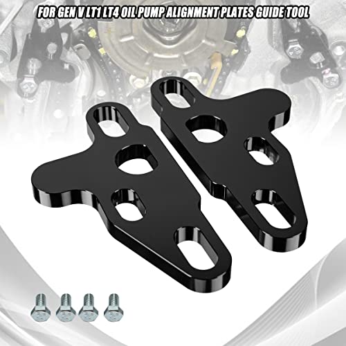 2PCS Black Oil Pump Alignment Girdle Brace Kit,Billet Aluminium CNC Machined Oil Pump Guide Hold Down Tool for GM Gen V LT1 LT4 LT5 L83 L86 L87 Engine Cam Swap,Anodized Finish with Bolts - color: BLACK