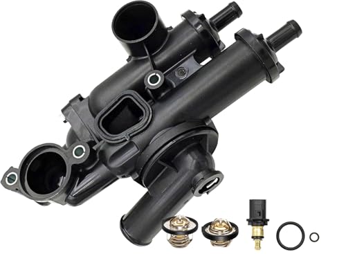 68003582AB 902319 Thermostat Housing Assembly for Dodge Journey 09-20 Dodge Avenger 08-14 Dodge Caliber 07-12 Chrysler 200 11-14 Chrysler Sebring 07-10 Jeep Compass Patriot 07-17 2.4L 2.0L 902-319 - size: Plastic