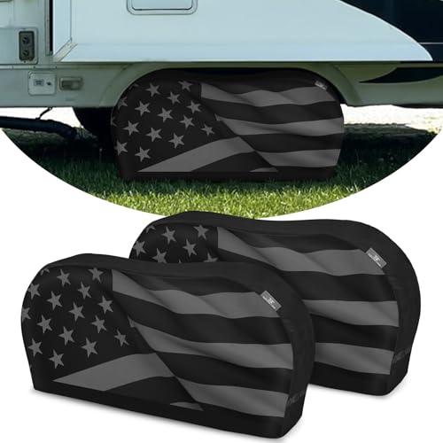 Explore Land Dual Axle Tire Cover Fit Tire Diameter 29-31.75, American Flag - size: L (Fits Tire Diameters 29''-31.75''), style: Dual Alex Tire Cover-American Flag