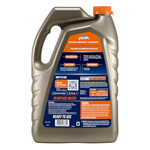 PEAK OET Extended Life Orange 50/50 Prediluted Antifreeze/Coolant for North American Vehicles, 1 Gal. - size: 50/50