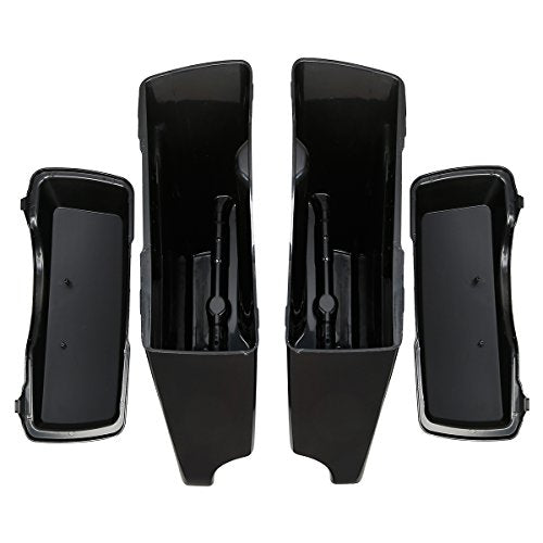 TCMT Unpainted 5" Stretched Extended Hard Saddlebags Fit For Harley Touring Models CVO Road Glide Road King Street Glide Electra Glide Ultra Classic 1994-2013 - color: Unpainted Black(No Latches)