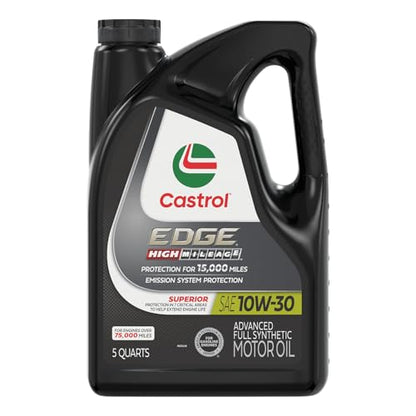 Castrol EDGE High Mileage 10W-30 Advanced Full Syn Motor Oil, 5 Quarts - size: 5 Quarts