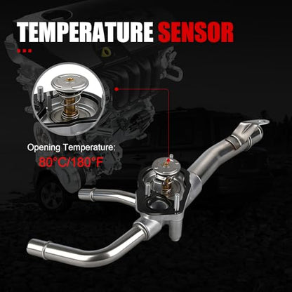 Engine Coolant Thermostat Housing W/Water Inlet & Gasket - DOHC 4,6Cyl 3.6 2.5L - Compatible with Chevy, GMC, Buick, Saturn Vehicles - 2007-2017 - Traverse, Acadia, Enclave, Outlook - size: 12599235