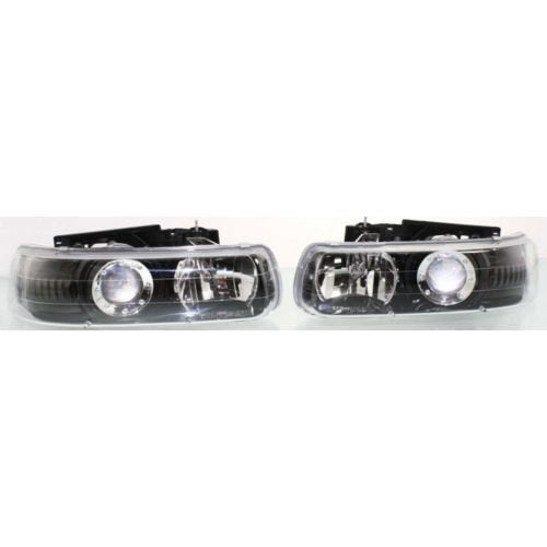 CHEVY SUBURBAN 00-06 HEADLIGHTS PROJECTOR BLACK NEW DEPO