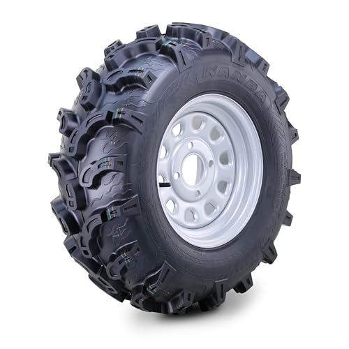 WANDA ATV Tire & Wheel Set 25x8-12 25x10-12 on 4x110mm PCD 5+2 Silver Rims - size: 4x110mm 5+2 wheel