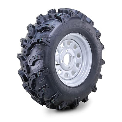 WANDA ATV Tire & Wheel Set 25x8-12 25x10-12 on 4x110mm PCD 5+2 Silver Rims - size: 4x110mm 5+2 wheel