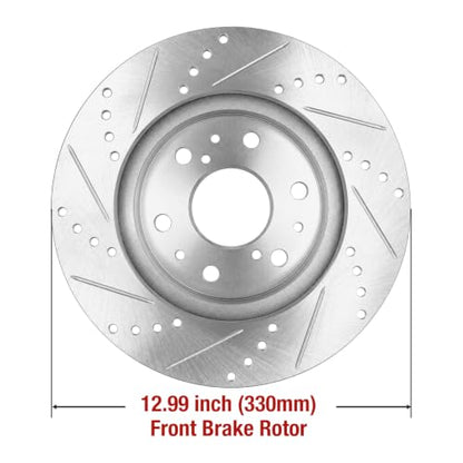 HUSCH Ceramic Brake Pads and Drilled and Slotted Brake Rotors Fit for GMC - size: Drilled&Slotted-55097+D1363