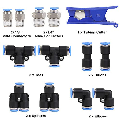 Hromee Air Line Tubing Kit, 5/32 Inch (3.97MM) OD x 32.8 Feet Polyurethane PU Tube and Push to Connect Fittings, 14 PCS Compressed Pipe and Accessories Kit - size: 5/32 inch