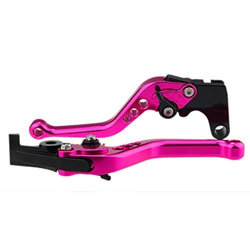 FXCNC CNC Aluminum Short Adjustable Brake Clutch Levers Compatible with YZF R3 R25 2013-2021, MT-03 MT-25 MT03 MT25 2015-2021 - color: Pink Lever with Black Adjuster