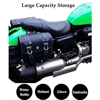 Faux Leather Motorcycle Saddlebags with Lock - size: Large Without Cup Bag