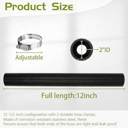 2" ID Straight Coolant Radiator Hose, 12” Length, Heavy-Duty 3-Ply Reinforced Silicone Elbow Coupler Hose for Turbo Intake, Cooling System, Marine & Industrial Use - style: Straight