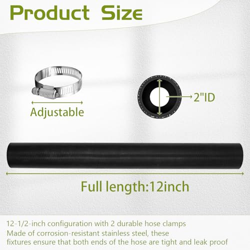 2" ID Straight Coolant Radiator Hose, 12” Length, Heavy-Duty 3-Ply Reinforced Silicone Elbow Coupler Hose for Turbo Intake, Cooling System, Marine & Industrial Use - style: Straight