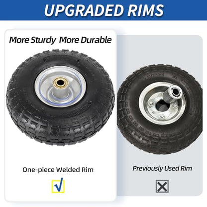 GICOOL 10" 4.10/3.50-4 Pneumatic Tire and Wheel for Hand Truck Dolly 4 Pack - size: 4 Pack