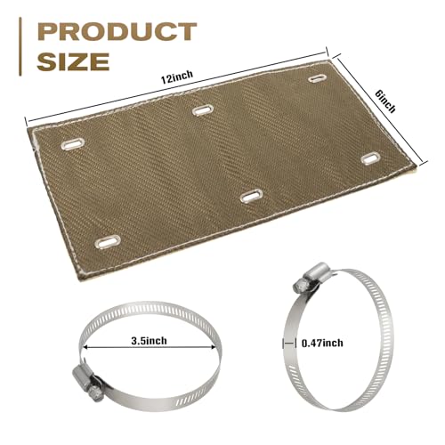 Exhaust Heat Shield with Gloves 6" x 12", Titanium Pipe Shield for Motorcycle, Components, Hoses, Lines, and Electrical Wiring, Two-Layer Exhaust Wrap Pipe Heat Shield Protection up to 1350°F