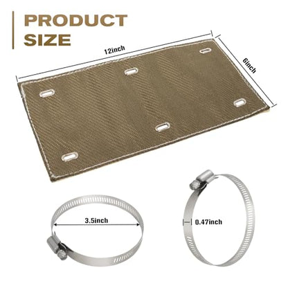 Exhaust Heat Shield with Gloves 6" x 12", Titanium Pipe Shield for Motorcycle, Components, Hoses, Lines, and Electrical Wiring, Two-Layer Exhaust Wrap Pipe Heat Shield Protection up to 1350°F