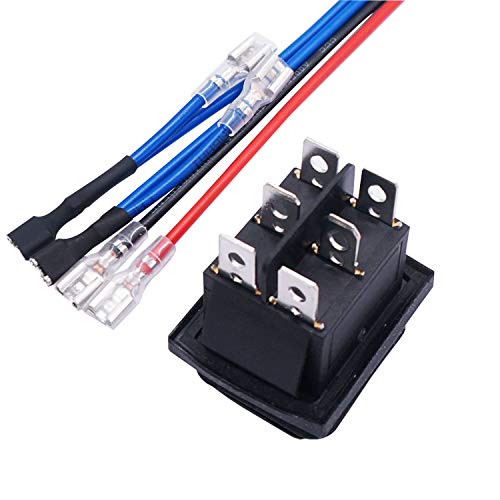 weideer Reverse Polarity Switch Waterproof 12V RV Jack Switch ON/Off/ON Momentary Rocker Toggle Switch with Jumper Wires - color: BK-6pin Arrow Waterproof, size: Momentary