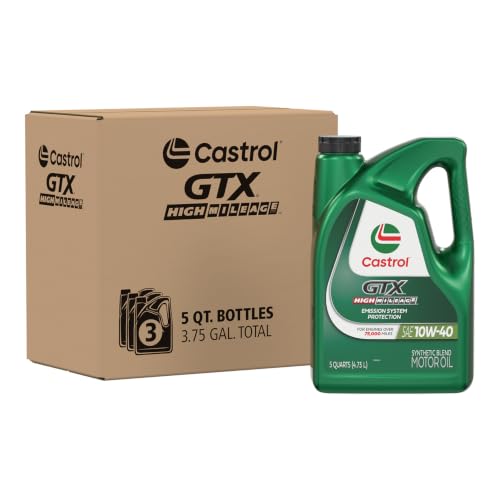 Castrol GTX High Mileage 10W-40 Synthetic Blend Motor Oil, 5 Qt, Pack of 3 - size: 5 Quarts, Pack of 3