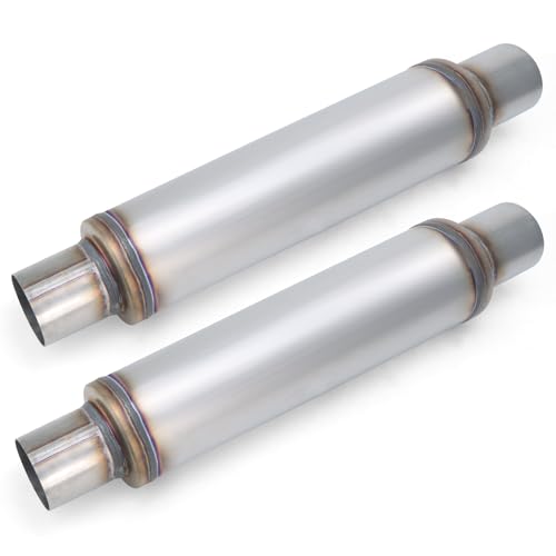 LCGP 2.5" Exhaust Mufflers, 2.5in Muffler Universal Stainless Steel Performance Muffler, Straight Through Design 2.5 inch Muffler Resonator Deep Sound for Car, Truck(2.5" Intet 2.5" Outlet, 2 Pack) - color: 2 PCS, size: 2.5" Inlet 21" Overall Length(4" wi