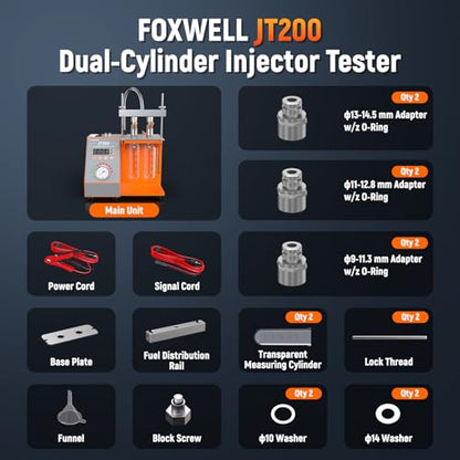 FOXWELL JT200 Fuel Injector Tester Cleaner - Visualize Spray Pattern & Flow