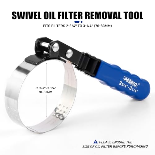 2-3/4" to 3-1/4" Oil Filter Wrench, Swivel (70-83mm) - size: 2-3/4" to 3-1/4"(70-83mm)