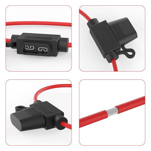 Newdeli 10Pack 14AWG Inline Fuse Holder 12V ATO/ATC Waterproof in Line Fuse Holder with 100Pcs Standard Blade Fuse 2A/3A/5A/7.5A/10A/15A/20A/25A/30A/35A AMP Assorted Set for Marine Car Automotive - size: 10 Pack 14AWG Fuse Holder + 100Pcs Blade Fuse