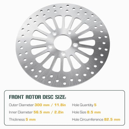 Youxmoto 11.8" Front Brake Rotor for Harley Davidson Touring, for Road King Electra Glide Standard/Classic Tri Glide Ultra Classic Street Glide Road Glide with Bolts Set Brake Rotor 08-22, Silvery - size: 1*11.8'' Front Rotor+1*Bolt