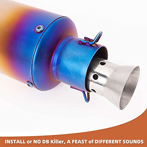 Universal Slip on Modified Exhaust Mufflers with Silencers Compatible with Motorcycle Grom ATV Dirt Bike Street Bike Scooter Pipe Diameter 38mm-51mm Exhaust,Blue - color: Blue