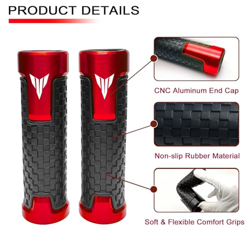 2026 Motorcycle Grips Hand Grips 7/8" Handlebar Grips Compatible with MT03 MT-03 2025 MT07 MT 07 MT09 SP MT 09 MT10 SP XSR 900 700 - color: Black
