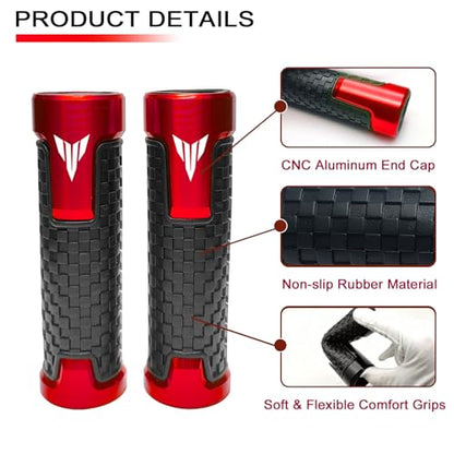 2026 Motorcycle Grips Hand Grips 7/8" Handlebar Grips Compatible with MT03 MT-03 2025 MT07 MT 07 MT09 SP MT 09 MT10 SP XSR 900 700 - color: Black