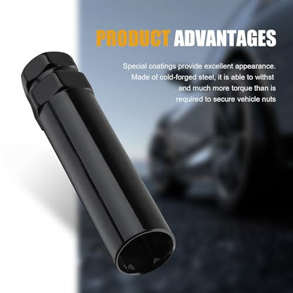 Lug Nut Socket, Steel Spline Socket Set, 6 Spline Wheel Locks Nuts Key, Lug Nut Removal Tool for 19 mm & 21 mm Hex Sockets Wrench (Black)