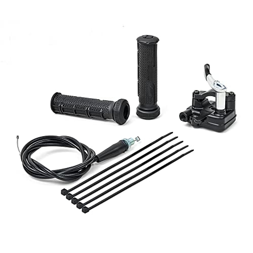 PUCKY New 7/8'' 22mm Thumb Throttle Cable Accelerator Handle Assembly for 50cc 70cc 90cc 110cc 125cc 250cc ATV Quad Go Kart TaoTao Pit Bike (Black) - color: black out
