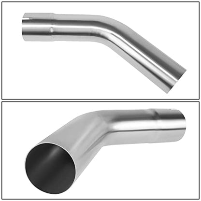 DNA MOTORING ZTL-PP-30-45-SS 45 Degree DIY Custom Mandrel Exhaust Tubing, 3" OD, Stainless Steel,Universal Fit,Polished Finish - size: 3.0 Inch, style: 45° Bend - Polished