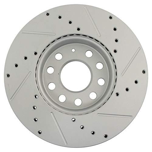 TRQ Performance Front Brake Rotor Set Coated Drilled Slotted - style: BRA74702