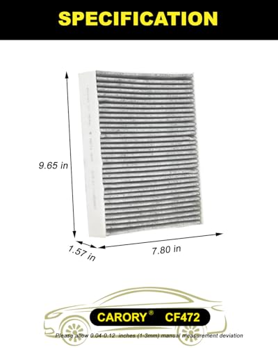 CARORY Cabin Air Filter w/Activated Carbon for BMW 320i (2013-2018), 328i (2013-2016), 330i (2017-2019), 335i (2014-2015), M2 (2016-2021), OE# 64119237554, 64119237555, CF11472, XC10010C, CF472 - size: 7.8" x 9.7" x 1.6"
