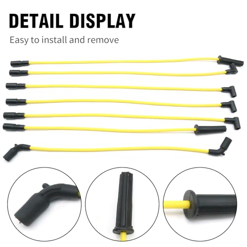 7 Pack 8mm Ignition Spark Plug Wire Set, Replacement for Chevrolet Express 1500 2500 1996-2005 Replacement for GMC Savana 1500 2500 1996-2007 4.3L V6 Engine