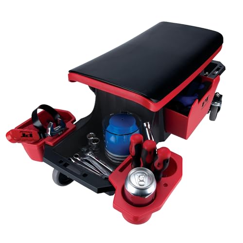 Performance Tool W85035 Rolling Mechanic Shop Stool Seat with Storage - style: Rolling Storage Garage Seat