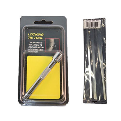 Exhaust Header Heat Wrap Locking Tie Tightening Tool+ 8MM Stainless Steel Coated Locking Cable Zip Ties 6 Pcs